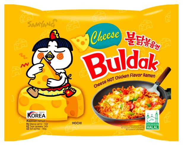 Лапша быстрого приготовления Samyang Buldak Cheese Hot Chicken Flavor Ramen со вкусом курицы и сыра Корея 140 г 220₽