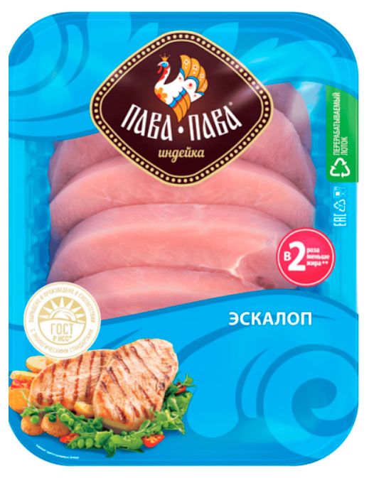 Эскалоп индейки Пава Пава охлажденный 480 г 360₽
