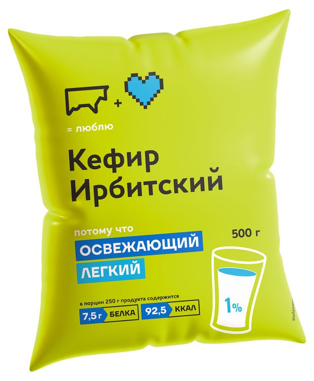 Кефир Ирбитское Ирбитский легкий в пакете 1%, 500 г