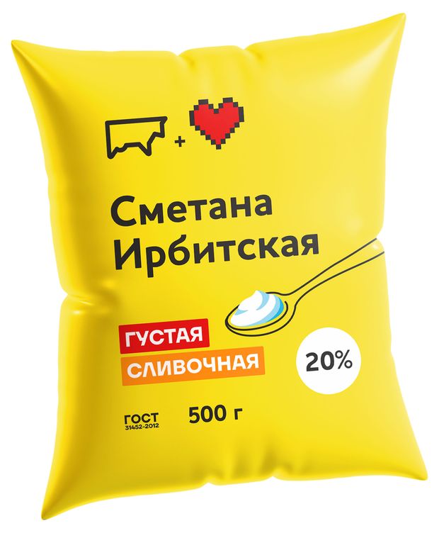 Сметана Ирбитское в пакете 20%, 500 г