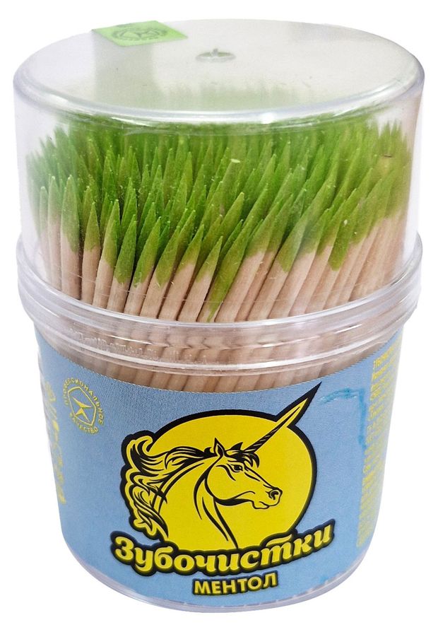 Зубочистки Единорог береза с ментоловым кончиком, 350 шт