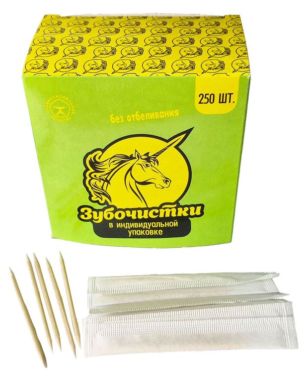 Зубочистки Единорог береза, 250 шт