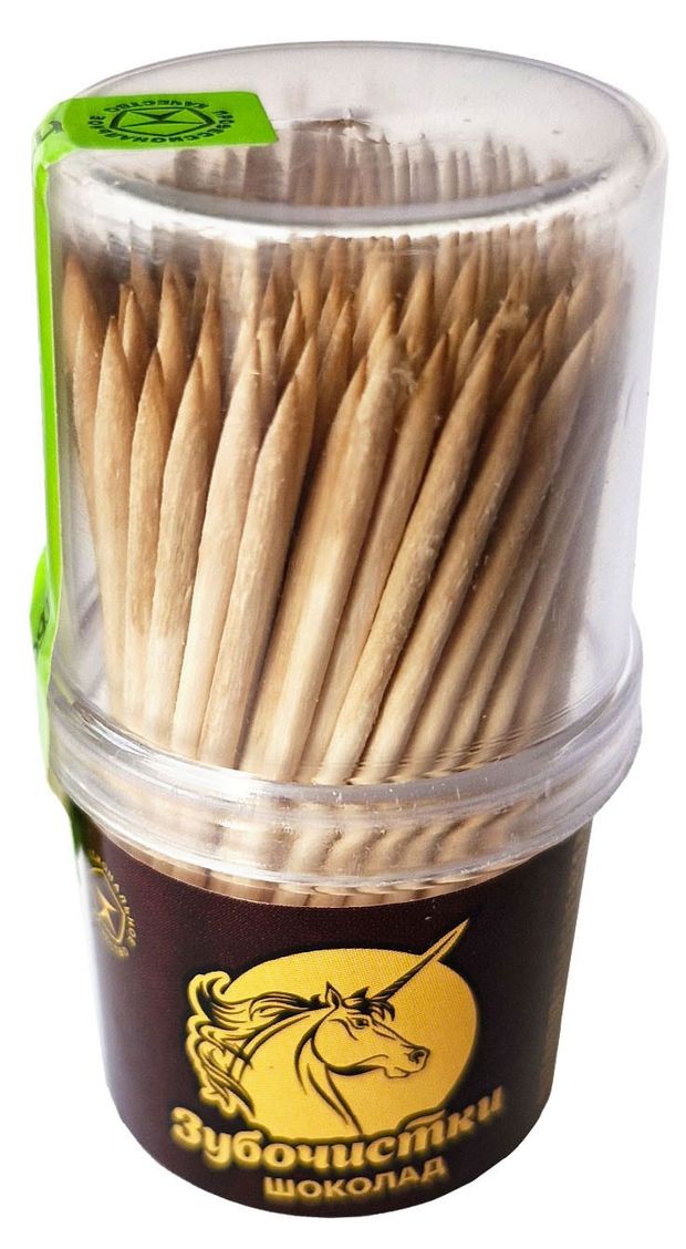 Зубочистки Единорог береза с шоколадным кончиком, 150 шт