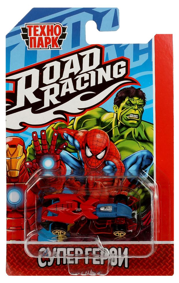 Машинка Технопарк Road Racing Супер герои металлическая, 7,5 см
