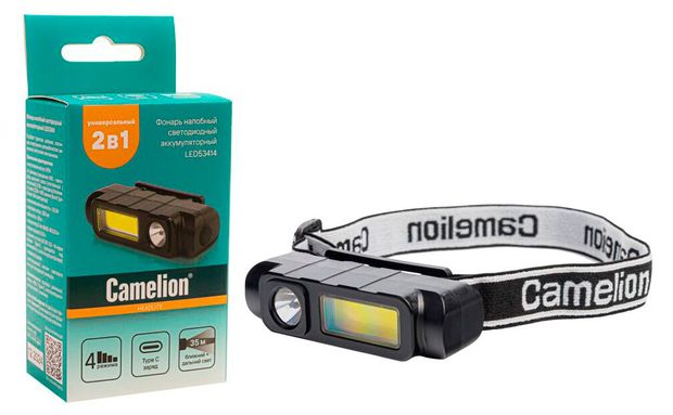 Фонарь налобный светодиодный аккумуляторный Camelion LED53414 510₽