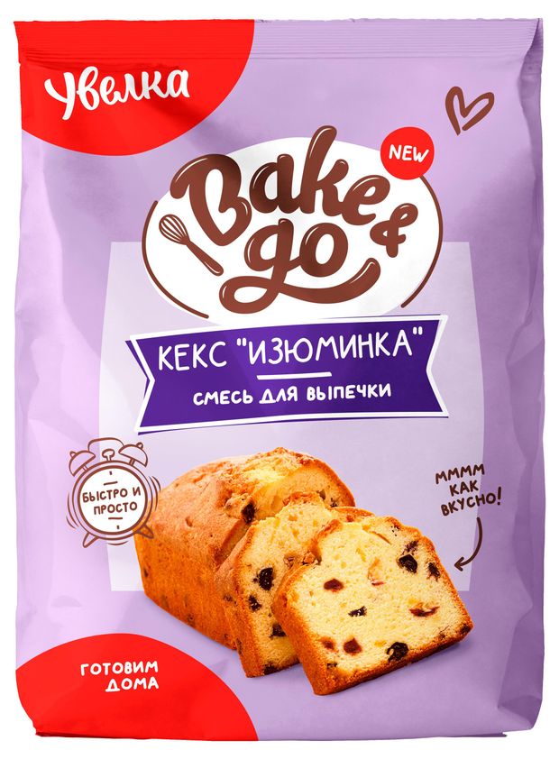Смесь для выпечки Увелка Bake&Go Кекс Изюминка, 300 г
