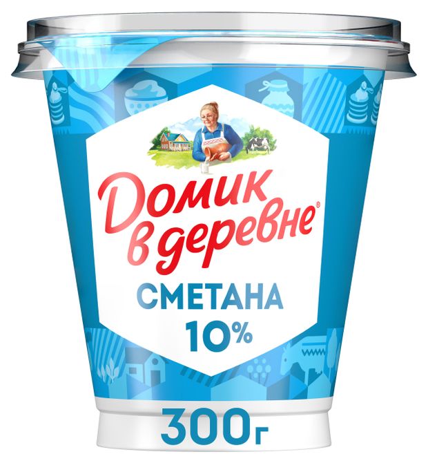 Сметана Домик в деревне 10% БЗМЖ, 300 г