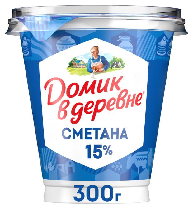 Сметана Домик в деревне 15%, 300 г