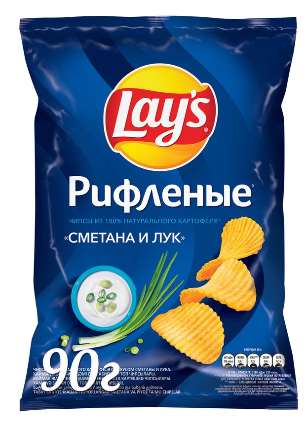 Чипсы картофельные Lay's Рифленые сметана и лук, 70 г