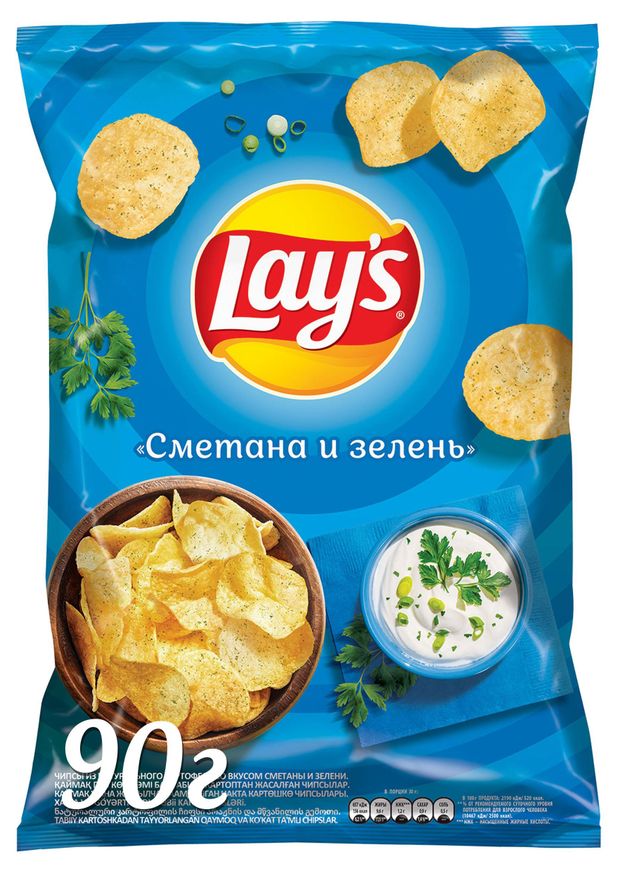 Чипсы картофельные Lay's сметана и зелень, 70 г