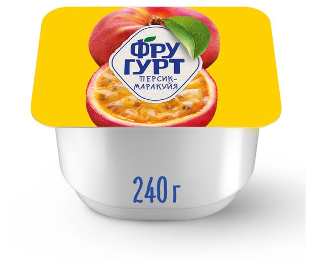 Йогурт Фругурт Большая порция персик маракуйя 2% БЗМЖ, 240 г