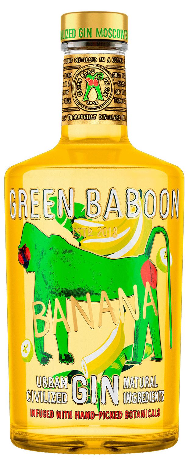 Джин Green Baboon с ароматом банана Россия, 0,5 л