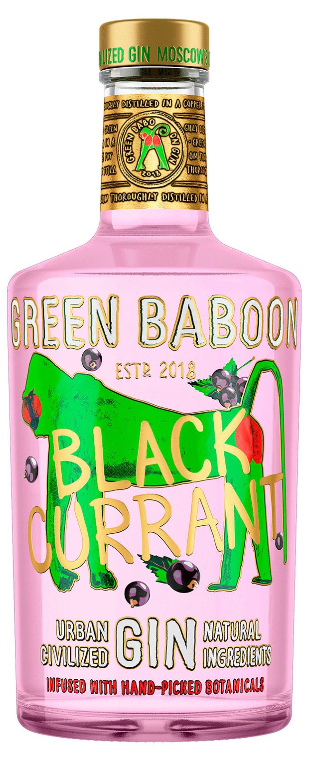 Джин Green Baboon с ароматом черной смородины Россия, 0,5 л