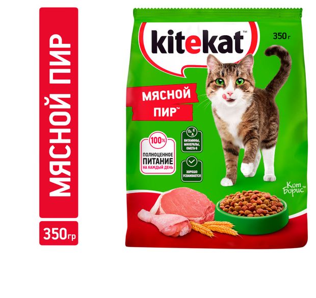 Сухой корм для кошек Kitekat Мясной пир 350 г 115₽
