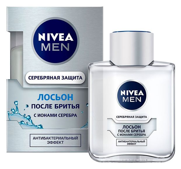 Лосьон после бритья NIVEA MEN Серебряная защита с ионами серебра и антибактериальным эффектом Германия, 100 мл