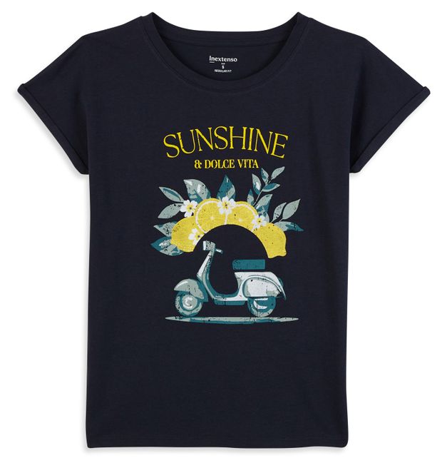 Футболка женская InExtenso короткий рукав с принтом синяя Бангладеш, р XS-3XL