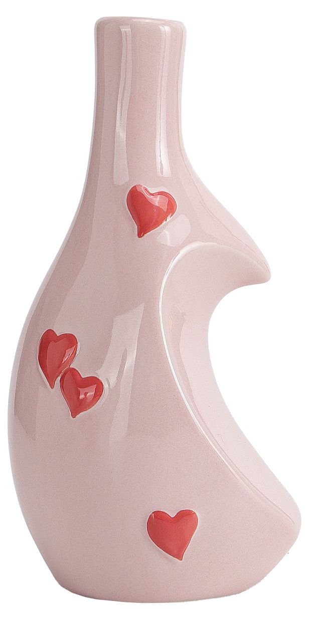 Ваза Actuel Полумесяц розовая с сердечками, h18 см