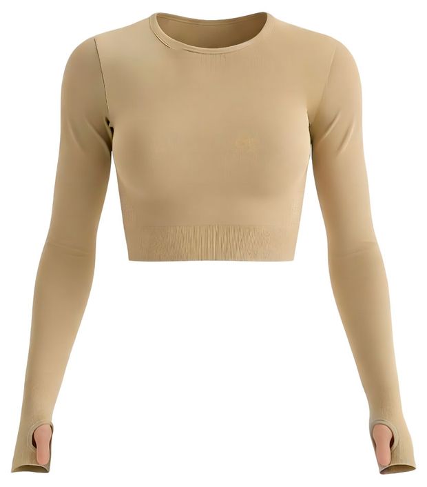 Топ спортивный женский InExtenso с длинным рукавом бежевый, р S-XL