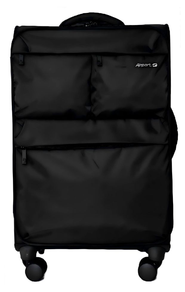Чемодан мягкий Airport 8 колес черный, размер M