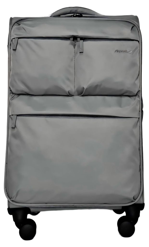 Чемодан мягкий Airport 8 колес серый, размер M