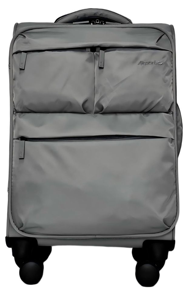 Чемодан мягкий Airport 8 колес серый, размер S