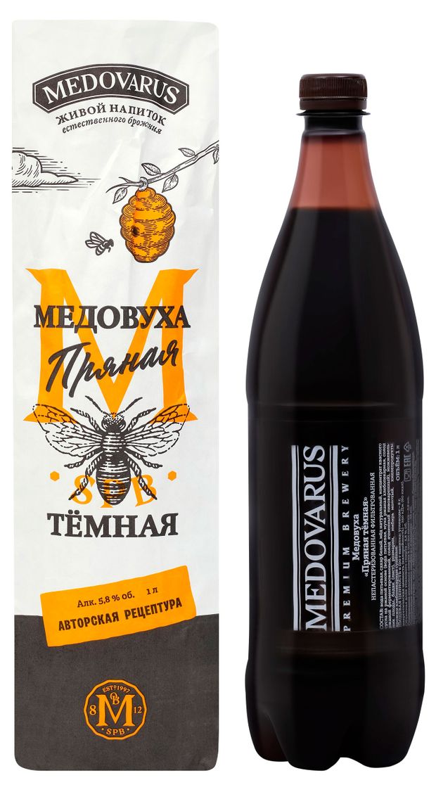Медовуха Medovarus Пряная темная, 1 л