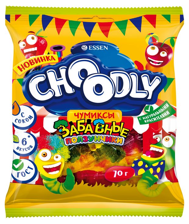 Мармелад жевательный Choodly Забавные ползунчики 6 вкусов, 70 г