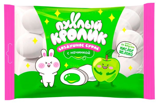 Маршмеллоу Пухлый Кролик кислое яблоко, 85 г