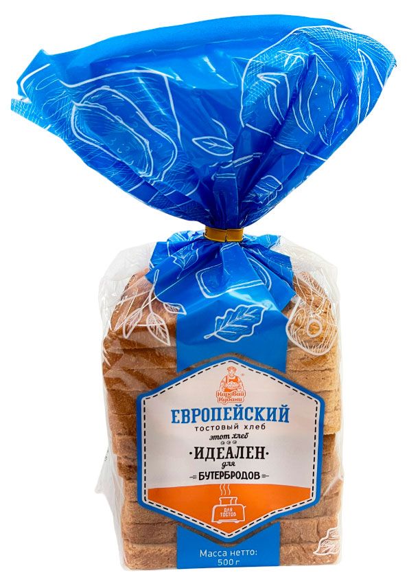 Хлеб серый пшеничный Каравай Кубани Европейский тостовый нарезка, 500 г