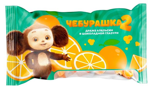 Попкорн готовый Чебурашка в белой шоколадной глазури со вкусом апельсина, 70 г
