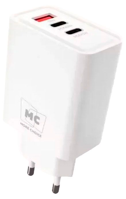 Сетевое зарядное устройство More Choice 1USB2TYPE-C 30A NC90 белое 1091₽