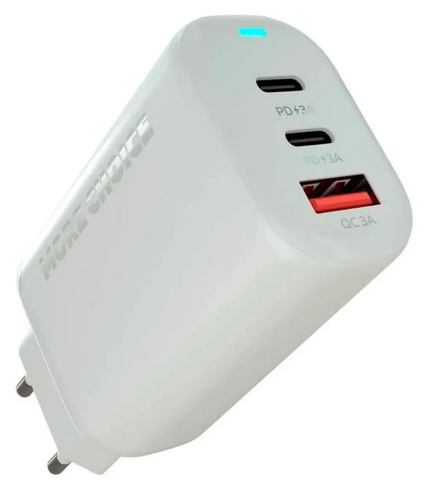 Сетевое зарядное устройство More Choice 1USB2TYPE-C NC79A белое 1900₽