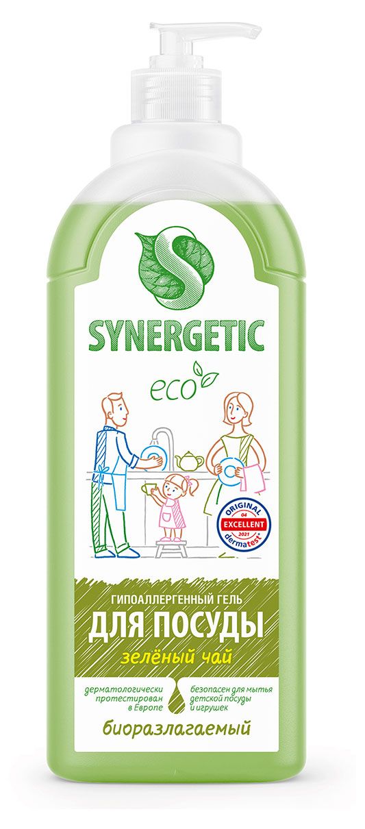 Гель для мытья посуды Synergetic Зелёный чай, 1 л