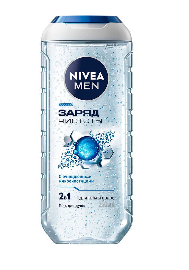Гель для душа NIVEA MEN Заряд чистоты 2в1 для тела и волос Германия, 250 мл