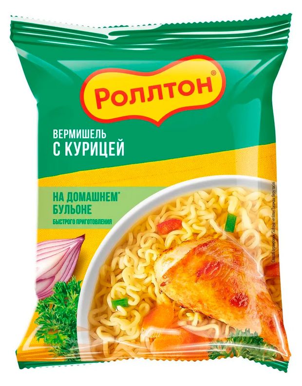 Лапша быстрого приготовления Роллтон с курицей, 60 г