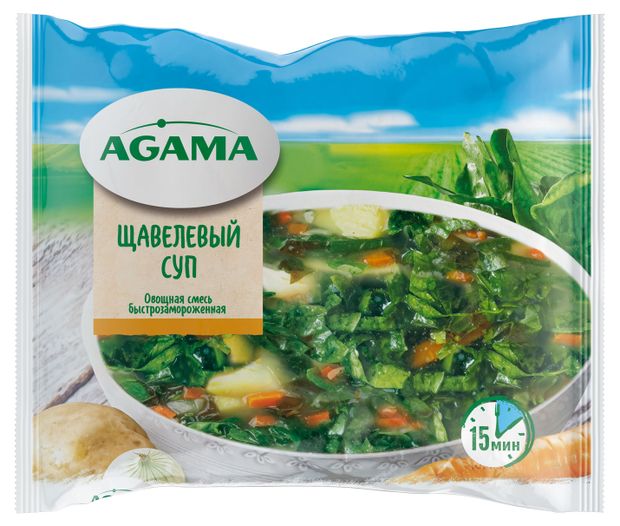 Овощная суповая смесь Щавелевый суп Agama картофель щавель морковь лук замороженная 400 г 245₽