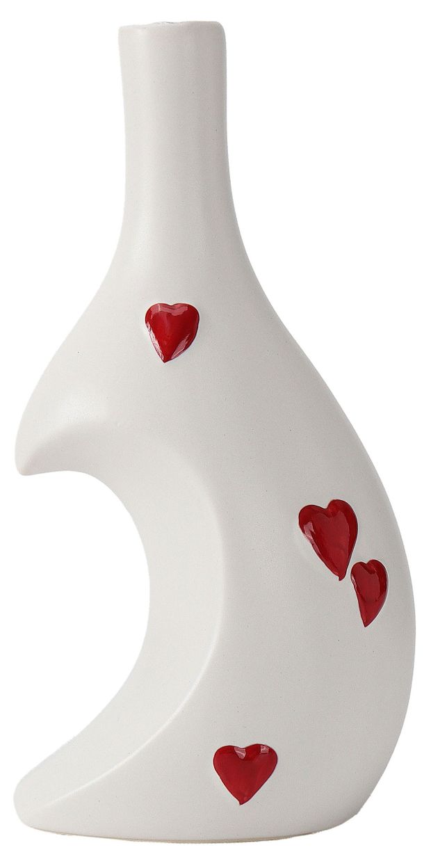 Ваза Actuel Полумесяц белая с сердечками, h21,7 см