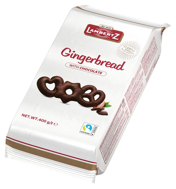 Пряники имбирные Lambertz в темном шоколаде, 400 г