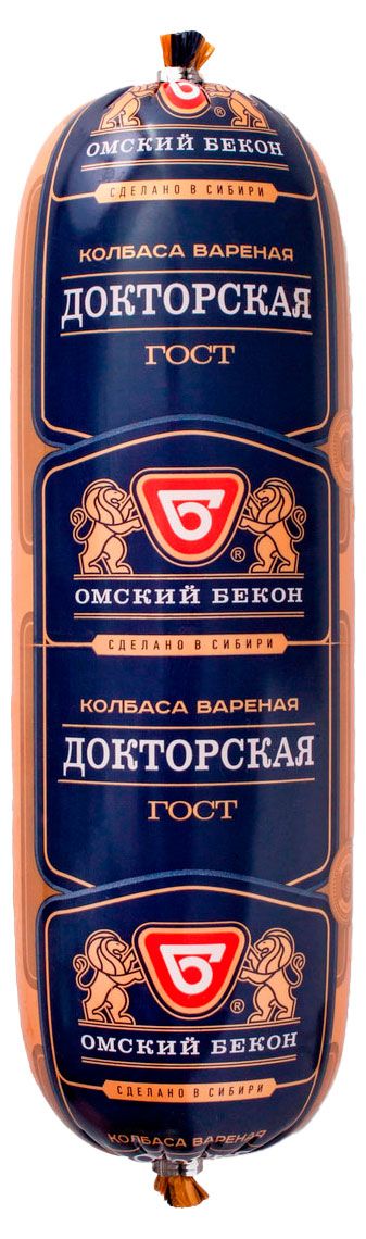 Колбаса вареная Омский бекон Докторская из свинины и говядины ГОСТ, ~ 1,1 кг