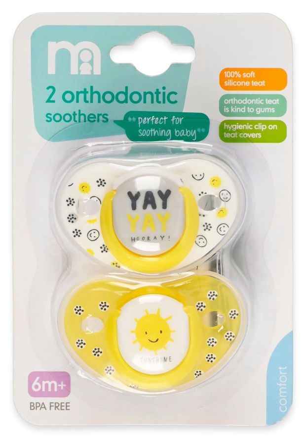 Соска-пустышка детская Mothercare Ура ура ортодонтическая с 6 мес, 2 шт