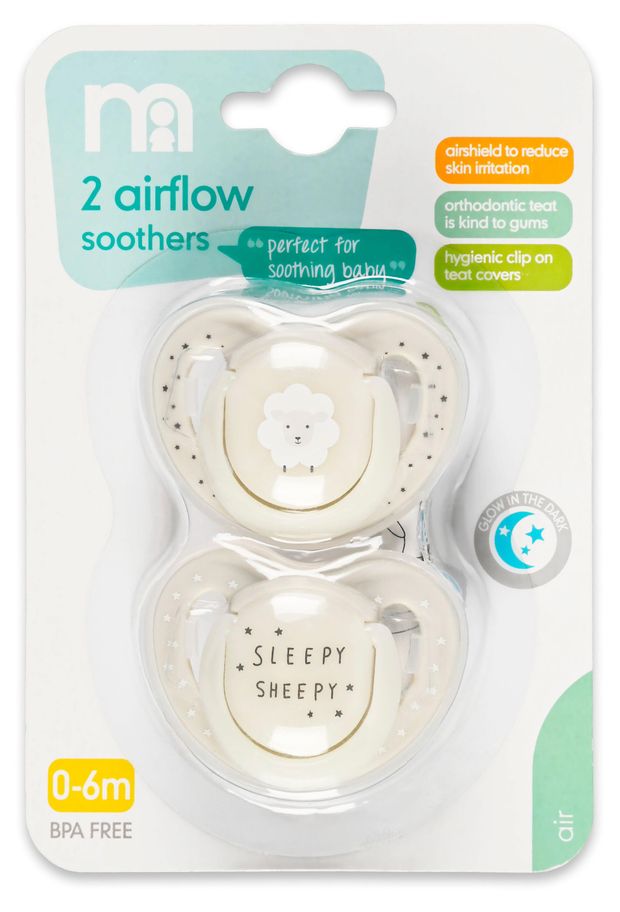 Соска-пустышка детская Mothercare Сонная овечка ортодонтическая 0-6 мес, 2 шт