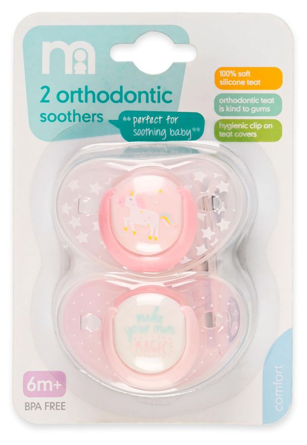 Соска-пустышка детская Mothercare Единорог ортодонтическая с 6 мес 2 шт 499₽