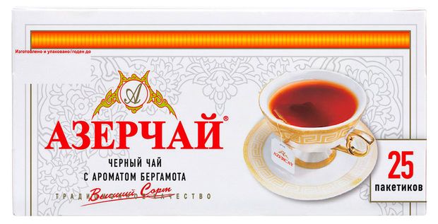 Чай черный АЗЕРЧАЙ с ароматом бергамота в пакетиках 25 шт х 2 г 83₽