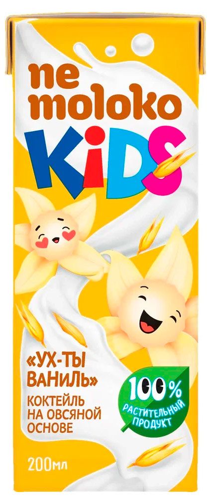 Коктейль на овсяной основе Nemoloko Kids с ароматом ванили 3 БЗМЖ 200 мл 46₽