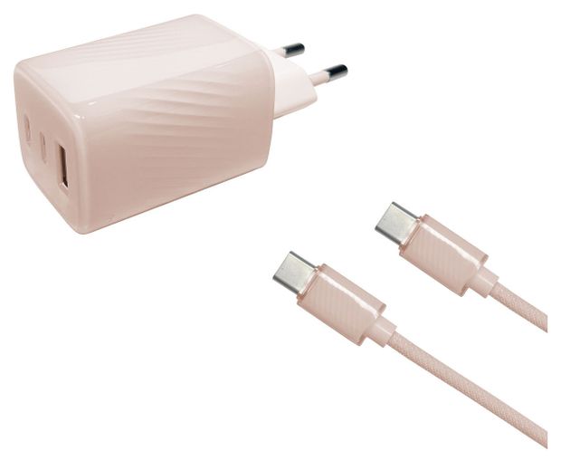 Зарядное устройство MC199-R 2 USB Type-C Type-C розовый, 1,2 м