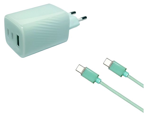 Зарядное устройство MC199-R 2 USB Type-C Type-C зеленый, 1,2 м