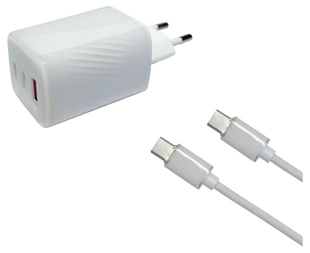 Зарядное устройство MC199-R 2 USB Type-C Type-C белый, 1,2 м
