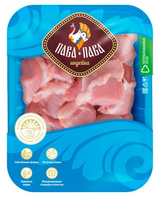 Ассорти для тушения из мяса бедра индеек Пава Пава охлажденное, 500 г