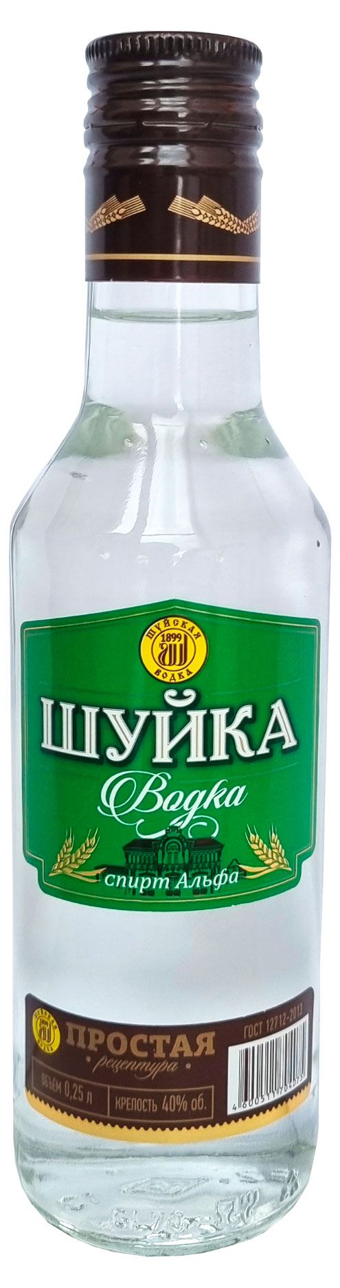Водка Шуйская Шуйка Простая Россия, 0,25 л