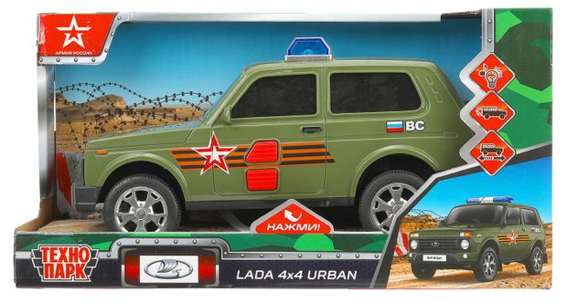 Машина инерционная Технопарк Lada 4x4 Urban Армия России со светом и звуком 195 см 1200₽